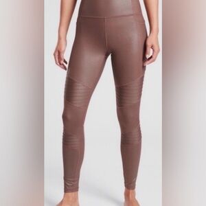 Athleta Inclination Moto Tights Sz LT (Large Tall) in Dusty Rose Shimmer